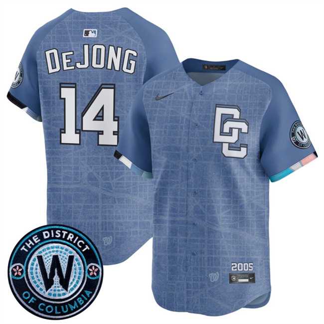 Mens Washington Nationals #14 Paul DeJong Blue 2025 City Connect Limited Stitched Jersey Dzhi